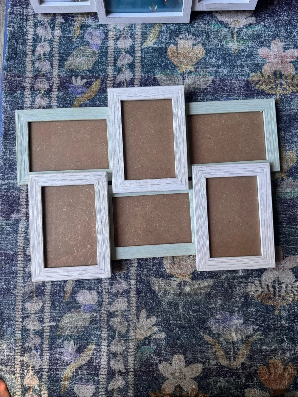 White & Light Green Wood Photo Frame